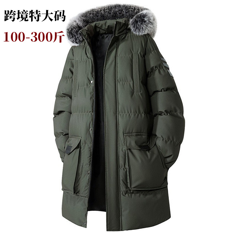 Transfronterizo super-grande plumón de algodón de moda masculina suelta con capuzas de algodón desmontable gorra de cuello de altura chaqueta de algodón gruesa chaqueta