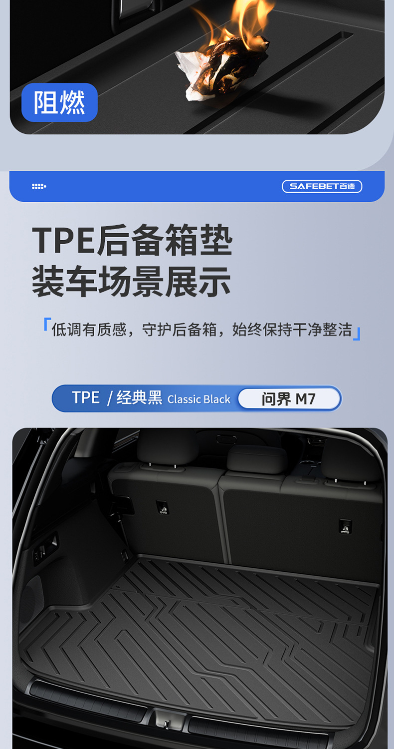 Suitable for Aito M5 M6 M7 M8 M9 All-Weather Tpe Car Trunk Mat and Car Accessories