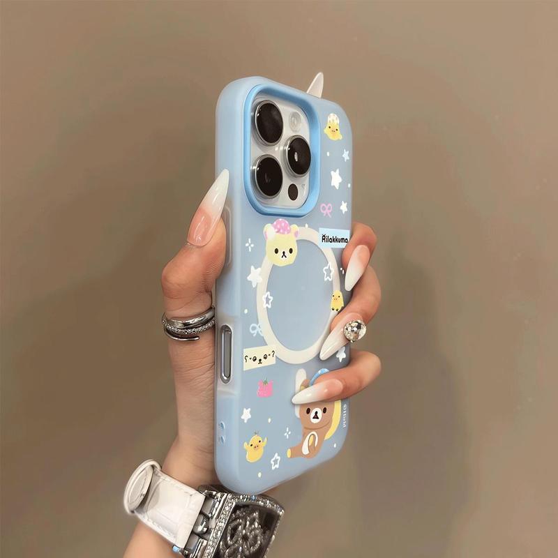 带睡帽轻松熊适用苹果iphone16promax手机壳14/13/16二合一磁吸新|undefined