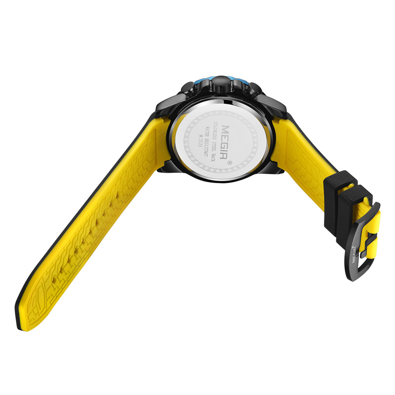 2022新品美格尔megir男士手表 潮牌多功能计时防水硅胶石英表2133