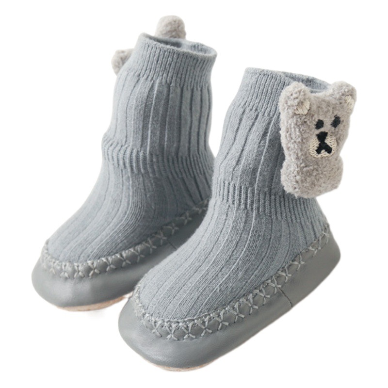 21 nuevos zapatos de piso de bebé y calcetines de fondo suave media pantorrilla anti-gota estilo coreano muñeca lindo dibujos animados bebé niño calcetines Zapatos