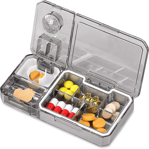 Medicine Pill Splitting Box Multifunctional Cutter Pill Storage Box Portable Pill Doser Sealed Medicine Cutting Grinder