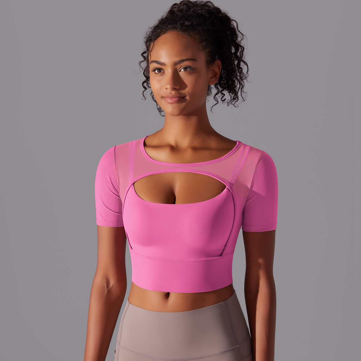 182g Weight Short Sleeve Sleeve Length Pullovers Placket Type Nylon, Spandex Fabric Type Short Top Length T-shirt Tops Type Yoga, Sports Occasion Round Neck Neckline Solid Color Pattern Women Gender Hollow Out Craft Fitness Sport Style Solid Color Nylon Spandex Round Neck Hollow Out Active Tops T-shirt 15