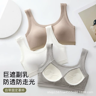 大码背心女内衣固定杯垫防震螺纹舒适可外穿聚拢运动美背抹胸宽肩