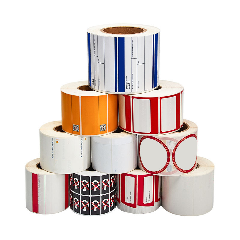 Etiquetas adhesivas personalizadas para impresión, papel cuché térmico sintético plateado mate