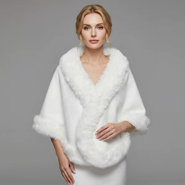 New autumn and winter high-end faux fur plush shawl for women, elegant style to match with wedding dresses, warm cape outerwear