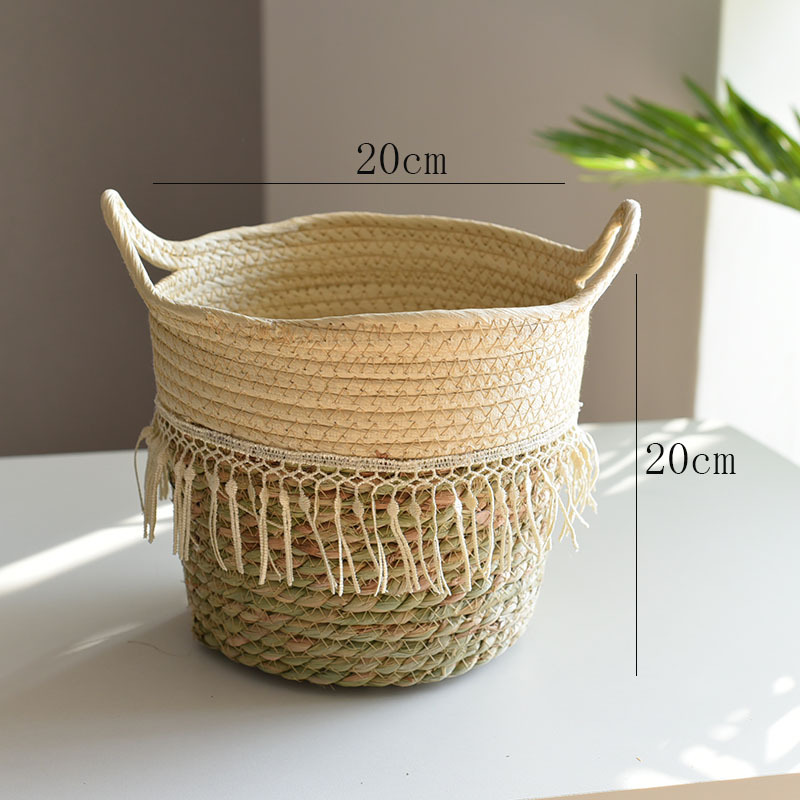 Cesta Decorativa de Hierba Tejida