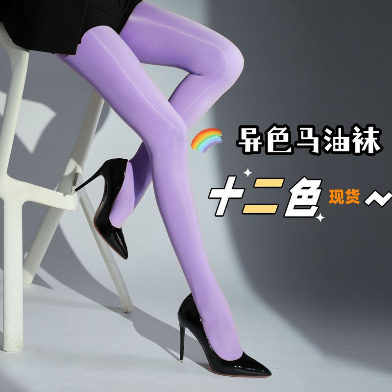 TEMU希音彩色912针真马油超透极光油亮袜8D紧身丝滑大码跨境贴标|undefined