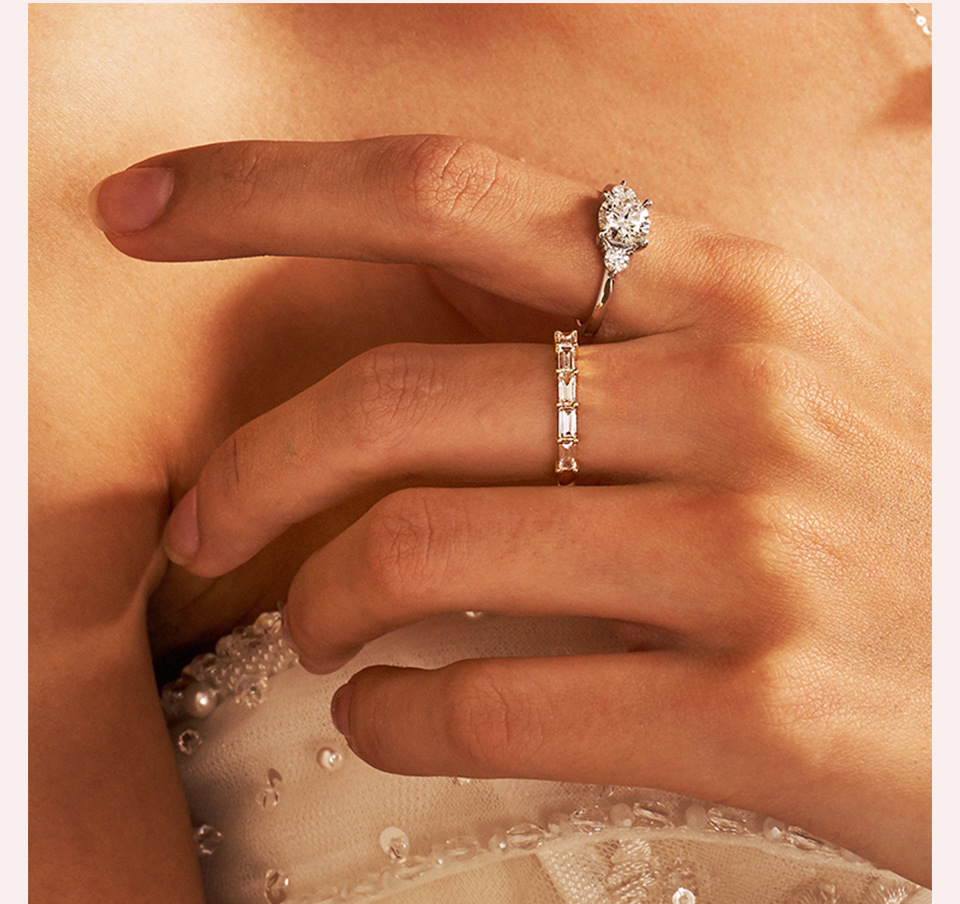 Round Pattern Women'S Gender 925 Sterling Silver Moissanite Round Rings