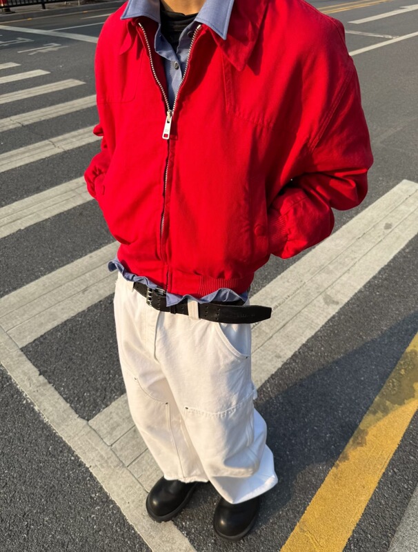 正确版本天花板品质25FW潮牌新款P家红色短夹克外套 男女明星同款|undefined