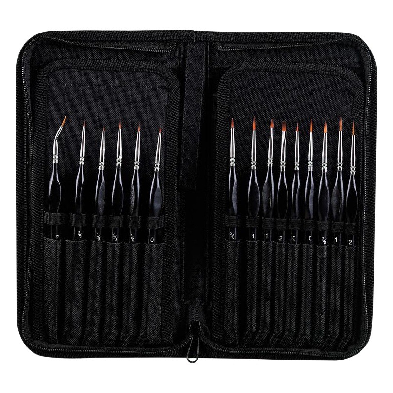 Cross-border 15 aceite negro cepillo traje acuarela gouache gancho línea Fan Pen negro lápiz caso codo nylon cepillo