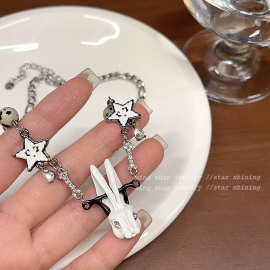 欧美重工项链荆棘幸运星兔子笑脸锁骨链国潮嘻哈饰品项链批发