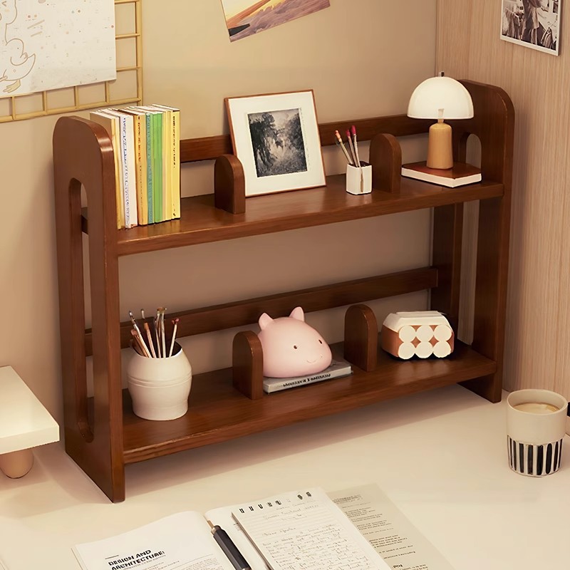 Mesa de madera sólida pequeña estantería de escritorio estudiantil estante de almacenamiento de escritorio de oficina estante de acabado multicapa estación de trabajo estante de almacenamiento vertical