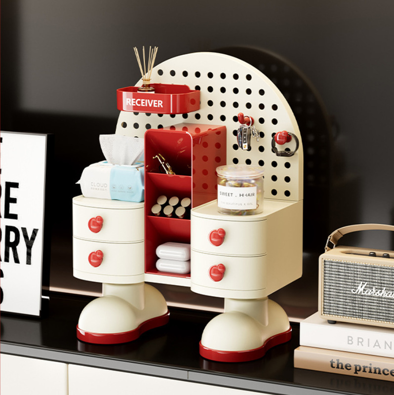 Desktop Perforated Board Storage Box Desk Stationery Organizer Artifact Storage Rack Pen Holder Office Study Desk Storage Rack