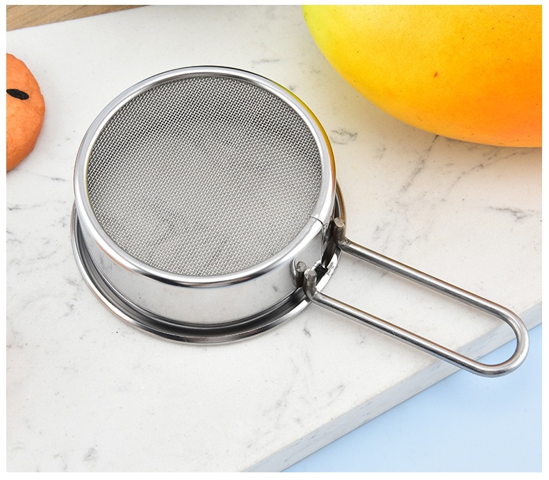Stainless Steel Handheld Flour Sifter Cup Style Semi Automatic Baking Tool for Flour Powder Sugar and Sample Sieving preparation