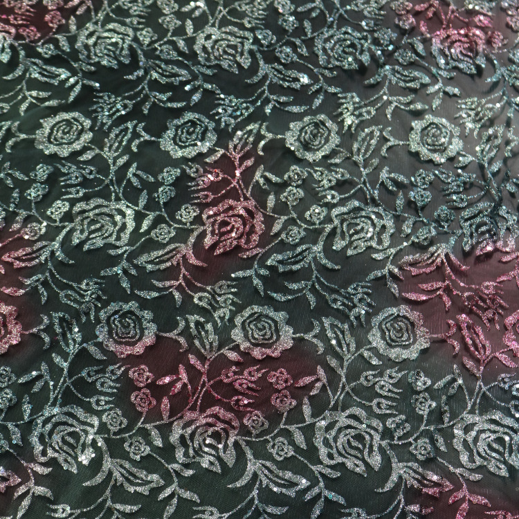 2024 nuevo gaza de malla primavera y verano gaza de malla tridimensional encaje rociado oro flash telas de vestido de boda