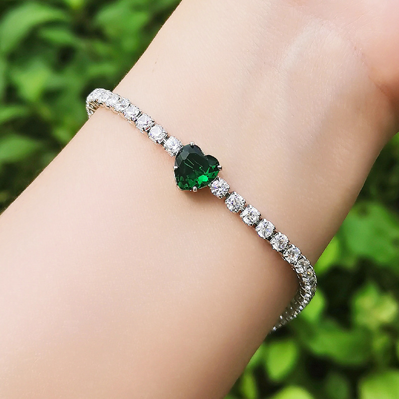 Fashion Heart Shape Copper Plating Inlay Rhinestones Bracelets 1 Piece