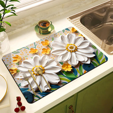 专用隔热桌垫厨房餐厅田园清新硅藻泥沥水垫家用浴室防滑吸水台垫