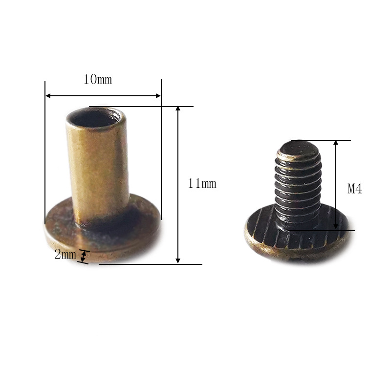 Clavo del libro de cuentas, cerradura de par de niño y madre dorado, tornillo de una palabra, álbum de fotos, calendario de escritorio, receta, par de remaches de niño y madre, tachuelas de cuero