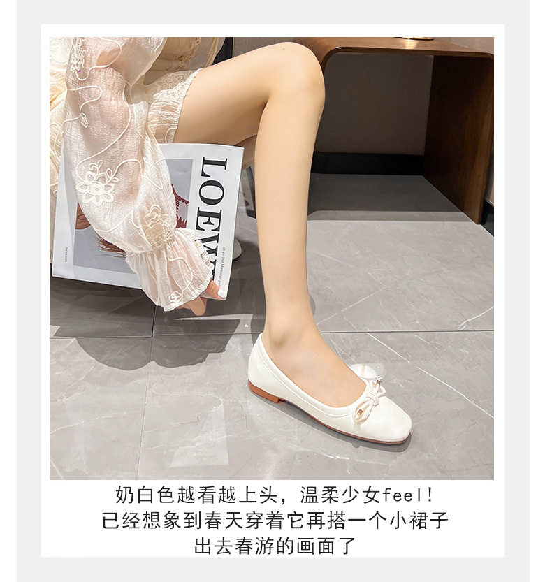 Giày búp bê nữ mũi vuông đế mềm đính ngọc trai, gót thấp dưới 3 cm — Màu bạc, Màu trắng sữa, Màu đen chi tiết 22