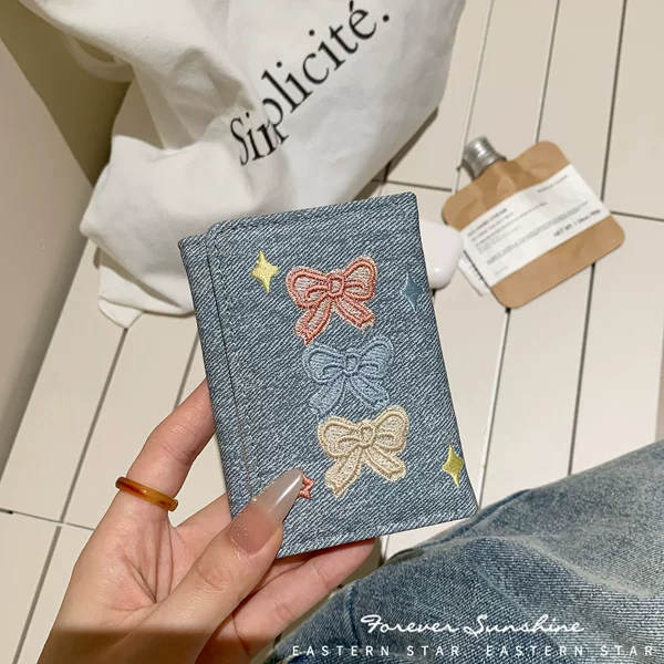 Denim Bow~Korean Style Women's 70% off Ins Wallet Large Capacity Zipper Coin Purse Wallet in Stock