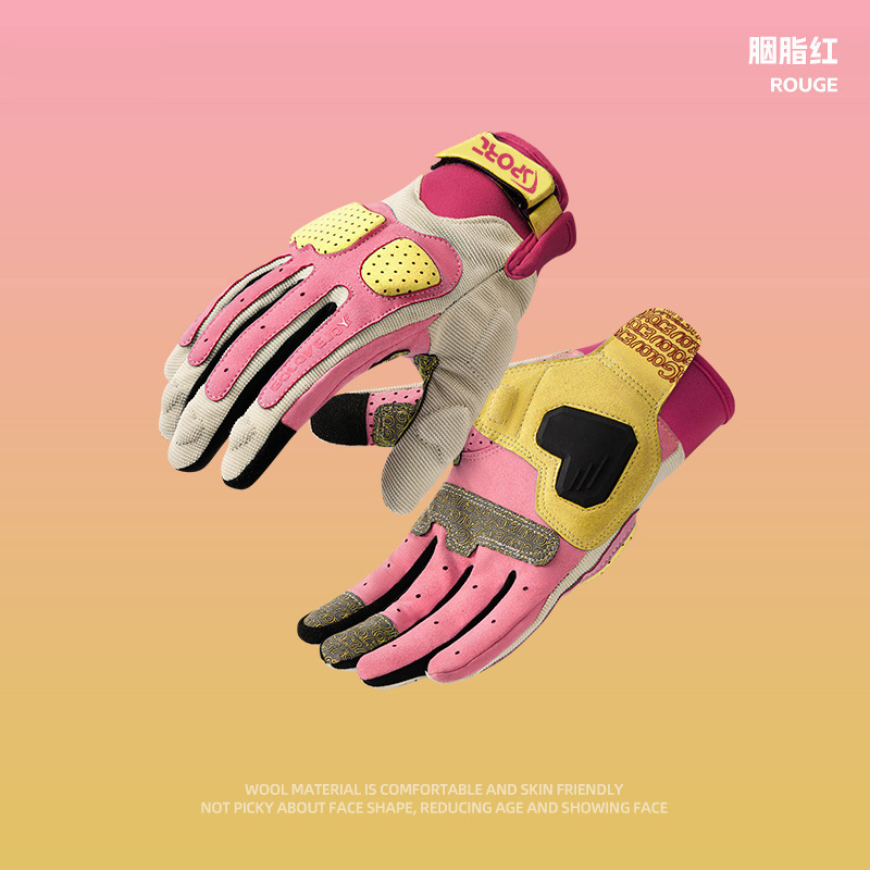 Guantes de ciclismo para hombres y mujeres motocicleta al aire libre motocicleta antideslizante jinete amortiguador macarón guantes de locomotora