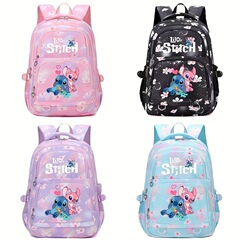 Stitch スティッチ学生スクールバッグ男の子と女の子のカラフルなスタイルのバックパックキャンパス大容量通気性多目的バッグ