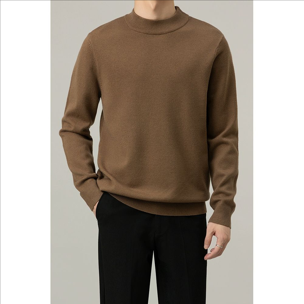 Suéter de hombre otoño y invierno nuevo cuello redondo caliente delgado casual hombre camiseta de fondo de color sólido de moda de hombre