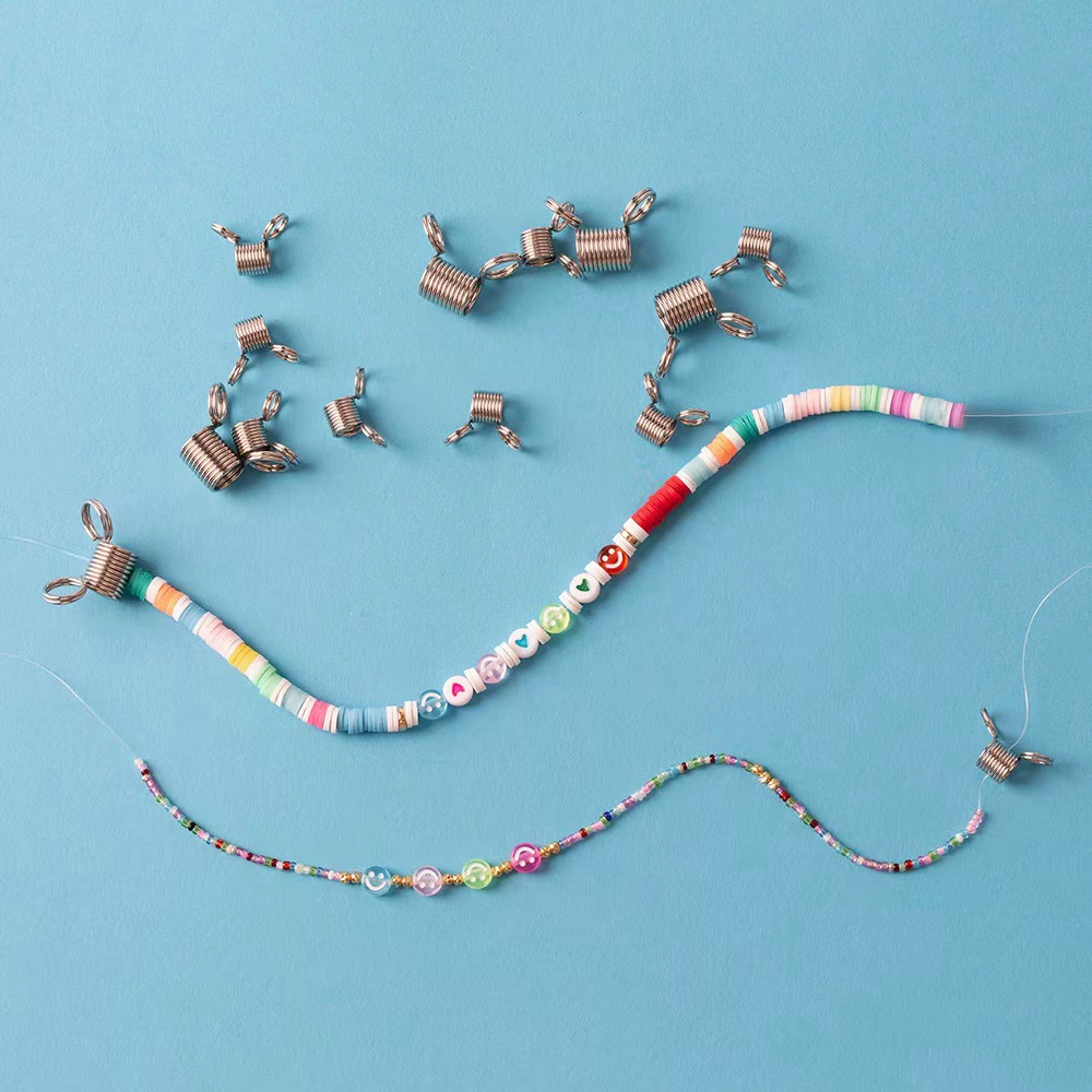 Натяжная пружина из нержавеющей стали Жемчужный стоп Зажим для бусин Нефритовый Агат Бусина Зажим для бусин Проволока Натяжная пружина Противоскользящее падение