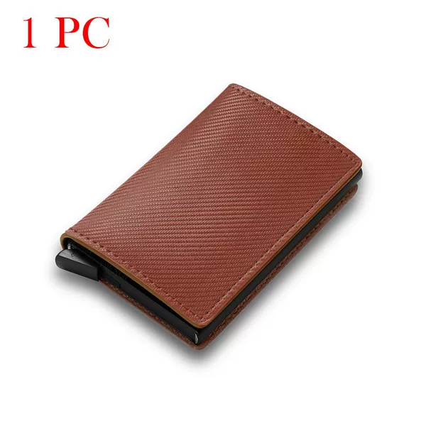 Amazon in-stock ultra-thin carbon fiber pattern RFID men's card holder, high-quality anti-theft automatic pop-up wallet