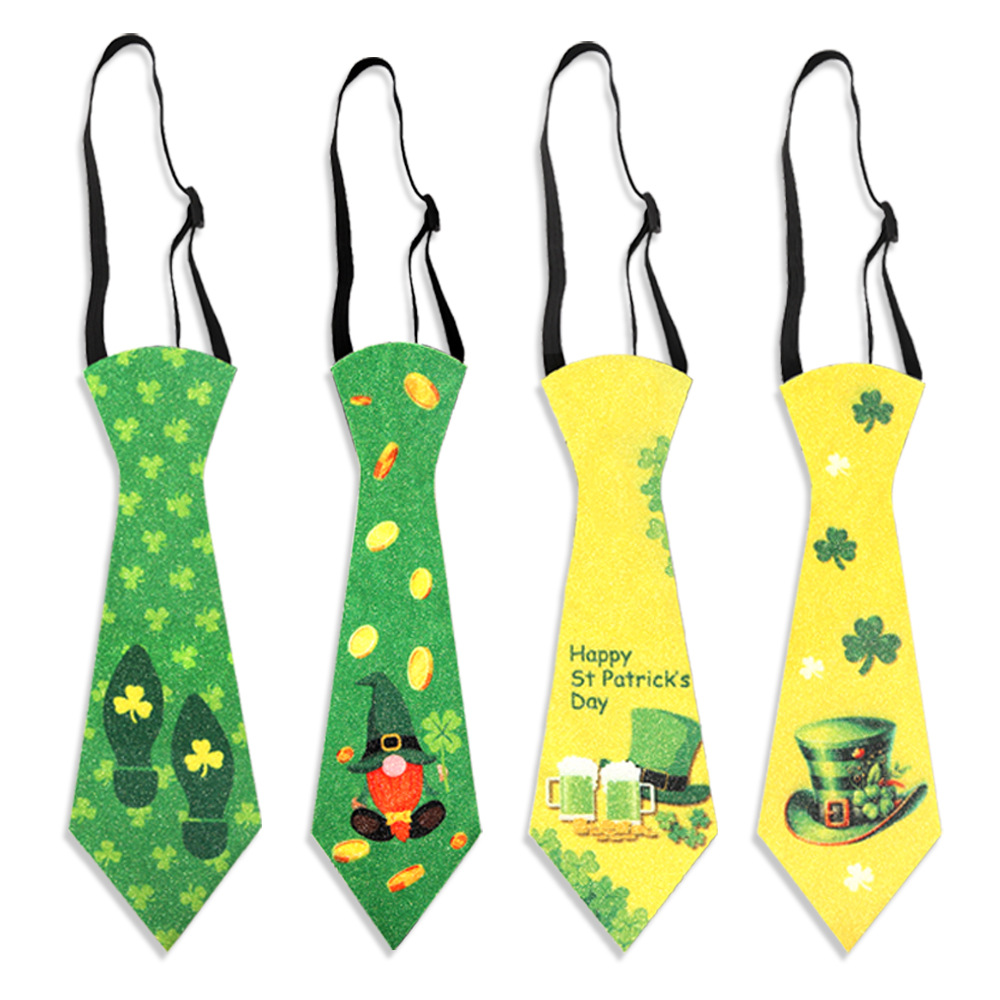 Día de San Patricio de los niños irlandeses corbata de trébol decoración de la fiesta de dibujos animados perezoso corbata sin nudos