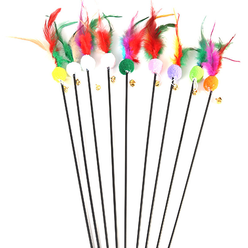 Black Long Rod Feather Teaser Cat Toy with Bell Sound Interactive Cat Toy Black Long Rod Feather Teaser Cat Toy with Bell Sound Interactive Cat Toy