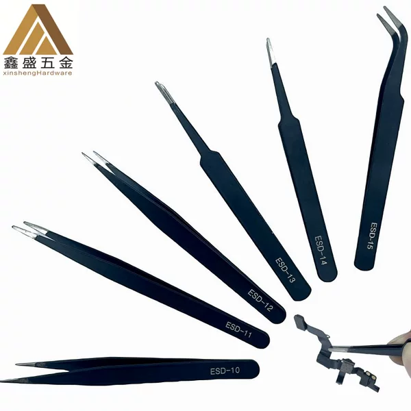 Stainless steel tweezers wholesale black hand tent clip pointed bird's nest hair picking nail false eyelash tweezers Anti-J electric ESD
