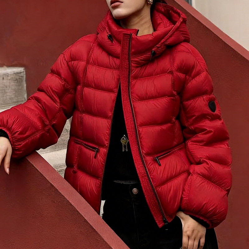 Women's down Jacket, Pinghu Winter 90% Duck Down, Warm Short Style, New Hooded Ribbed Coat Women's down Jacket, Pinghu Winter 90% Duck Down, Warm Short Style, New Hooded Ribbed Coat