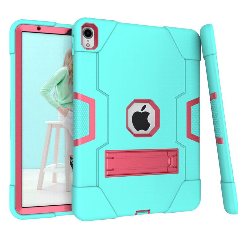 For iPad Pro11 inch 2018 flat protective case New iPad contrast color silicone PC anti-drop bracket protective case