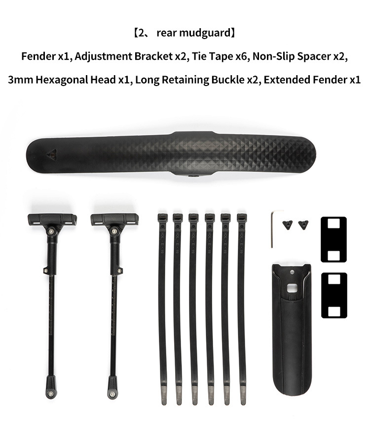 Bicycle fender, road bike front and rear adjustable quick release
