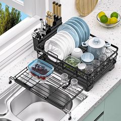 国境を越えた新型伸縮可能な台所皿の水切り棚箸皿収納水槽のテーブルの引き出し式食器棚