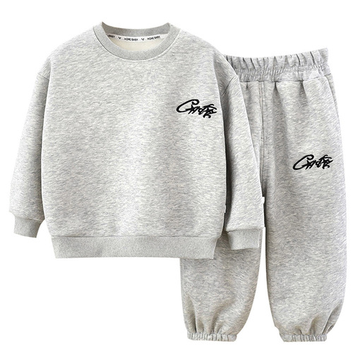 Thickened sweater set, spring and autumn two-piece set for middle and large children, winter, boys and girls, cashmere children's wear, New Year's wear, middle and small children