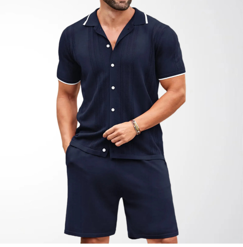 Set due pezzi uomo polo in maglia stile business casual_voghion.com