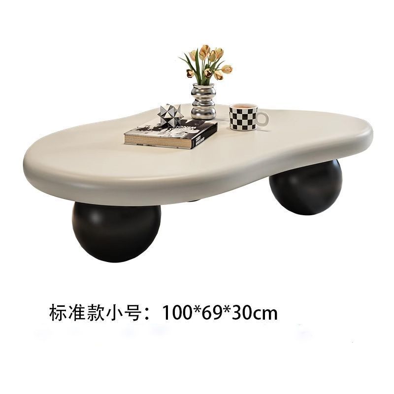 圆墩墩奶油风不规则茶几网红桌小户型客厅年轻人茶几小户型绢花|undefined