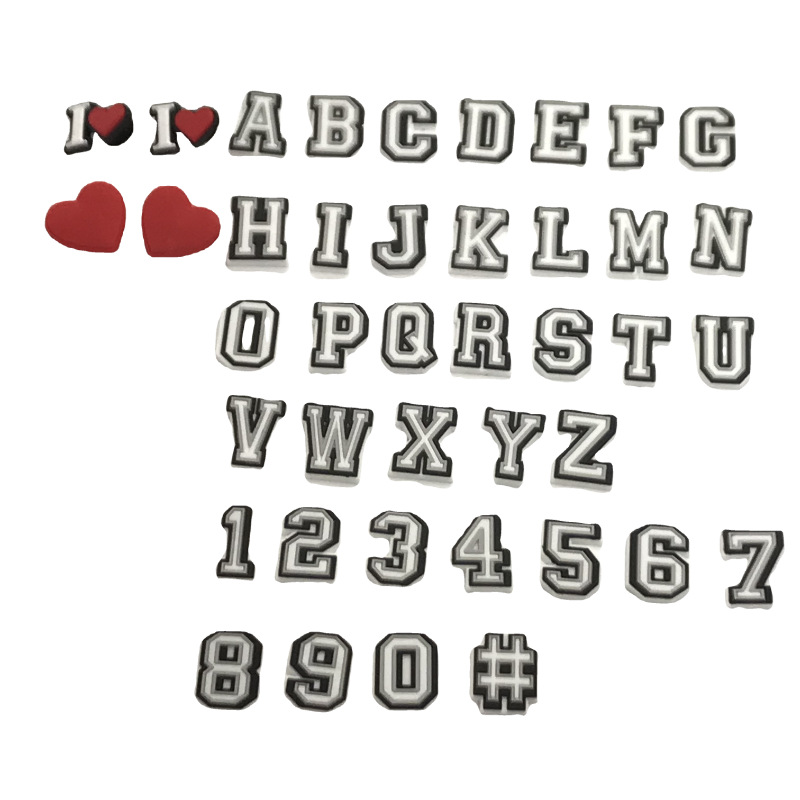 En stock agujero zapatos accesorios PVC plástico gota zapato flor zapato hebilla zapato decoración carta número 37 correa de muñeca hebilla decorativa flor