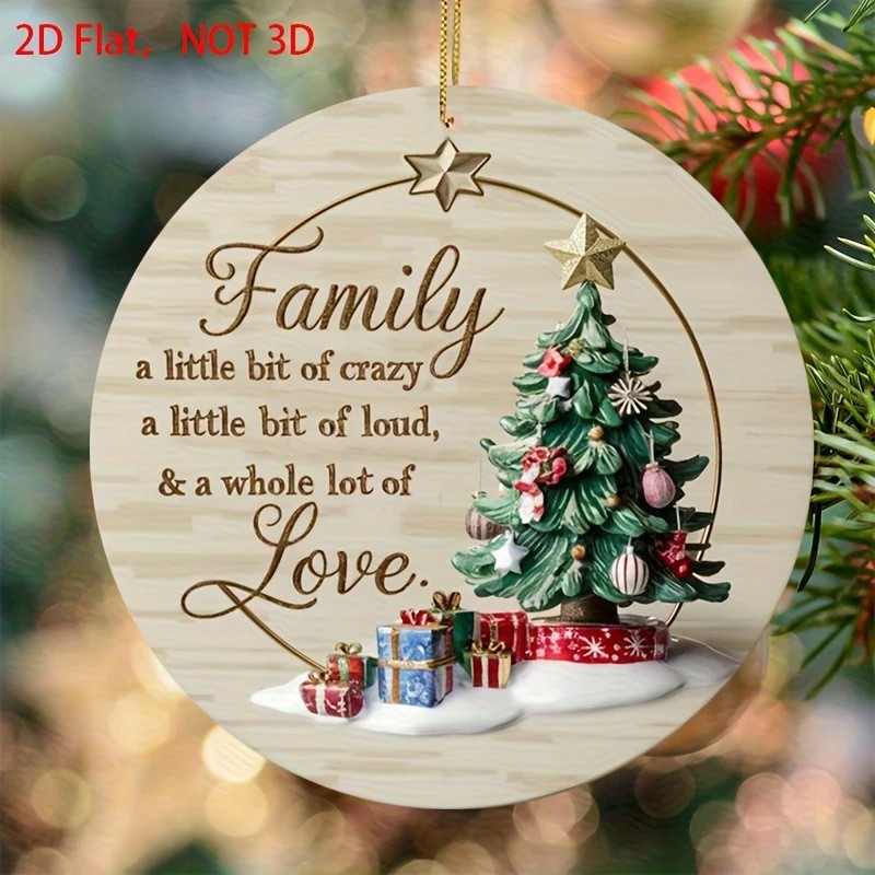 Transfronterizo Amazon nuevo colgante plano acrílico redondo de Navidad creativo de decoración de árbol de Navidad colgante de coche