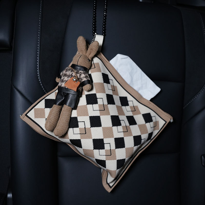 Tissue Holder, Biqi Bixing Car tissue box/set - orange-white-spots-rabbit