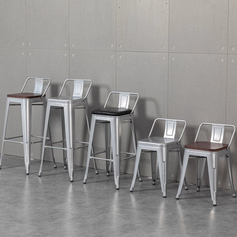 Silla de bar minimalista moderna con taburete alto, madera maciza, para caja registradora