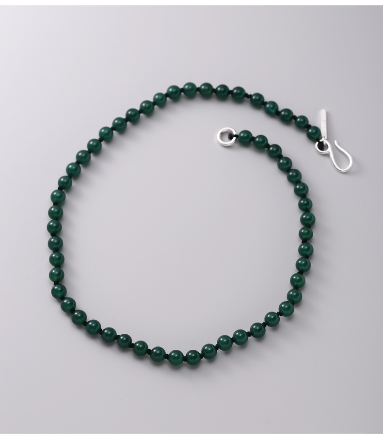 925 Silver Green Agate Necklace Image 5