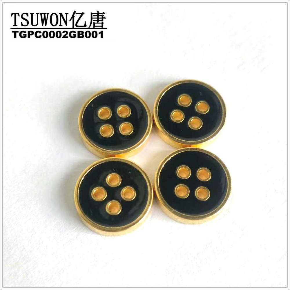 【TGPC0002GB】ABS电镀金色点黑色环氧树脂油四眼纽扣塑料纽扣
