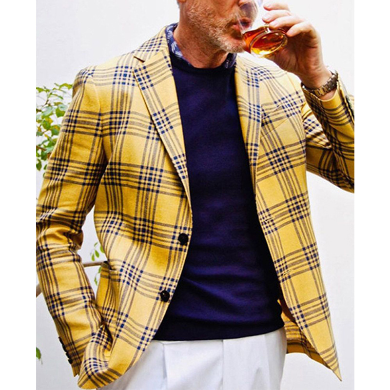 Custom Cross-border Foreign Trade Single Row Two Buckle Large Pocket Suit Jacket Men's Casual Slim-fit Suit Jacket Men Custom Cross-border Foreign Trade Single Row Two Buckle Large Pocket Suit Jacket Men's Casual Slim-fit Suit Jacket Men