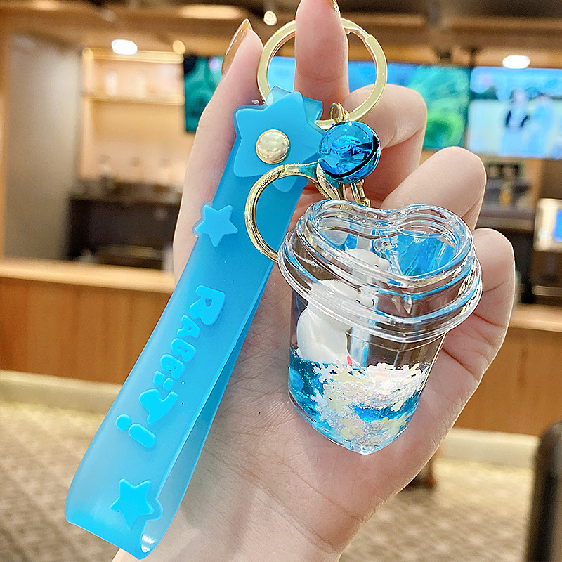 Flotante pequeño llavero de peces de colores para hombres y mujeres exquisito lindo botella a la deriva llave del coche colgante mochila colgante pequeño regalo