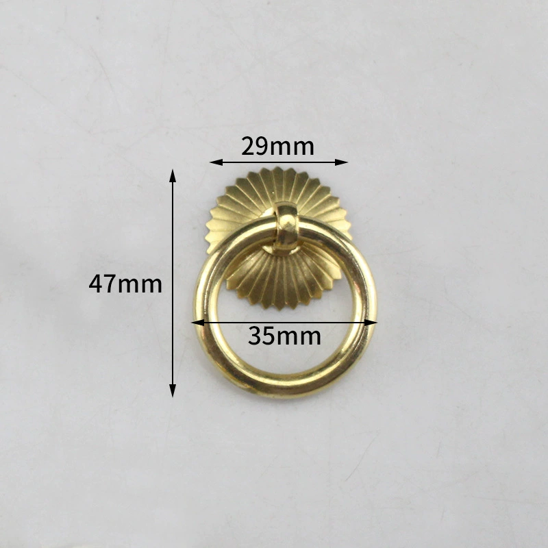 Chinese copper handle drawer wardrobe door Chinese vintage antique simple single-hole door handle brass wardrobe handle