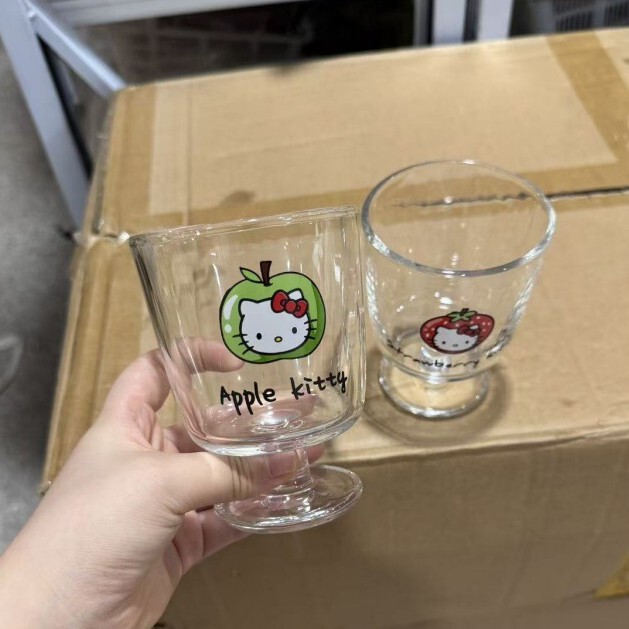 代发水果猫咪高脚杯家用高颜值果汁牛奶咖啡杯可爱女耐高温水杯子|undefined